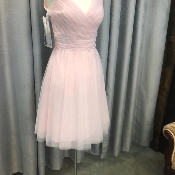 Sample Blush Bridesmaid Dress, Aline Flowy Short Formal Pageant Prom Mother - Picture 8 of 14